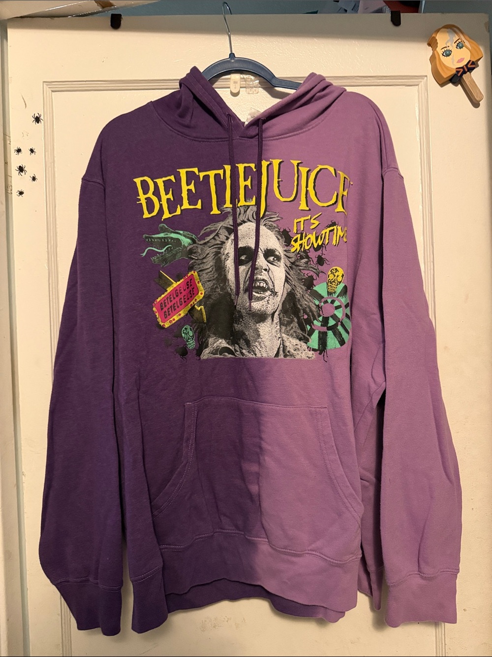 Beetlejuice Graphic Hoodie - Purple Two-Tone Men's Sweater